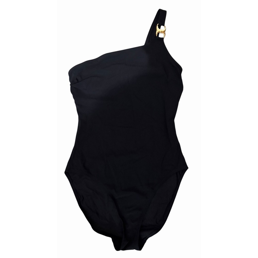 Tory Burch Gold Tone Hardware One Shoulder  One Piece Swimsuit‎ Women's Size Sm